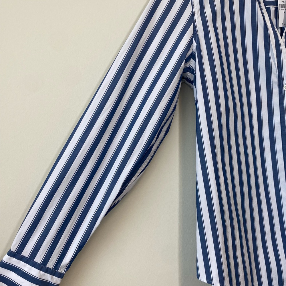 GAP Perfect Shirt Blue and White Striped 80s Superfine Poplin Button-Down Shirt - Picture 4 of 8